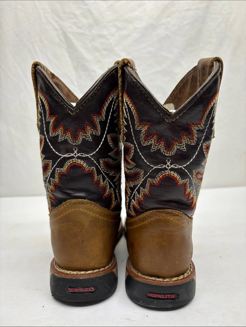 Bufalito Kids Brown Western Cowboy Boots, SZ 9 for toddler boy